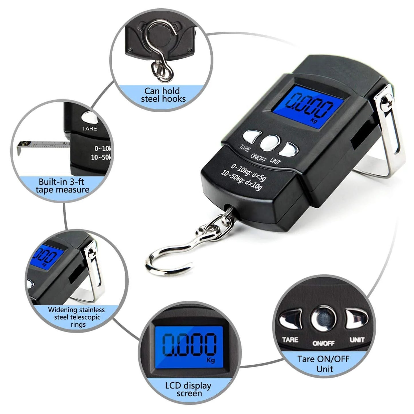 Digital fishing scale with tape measure