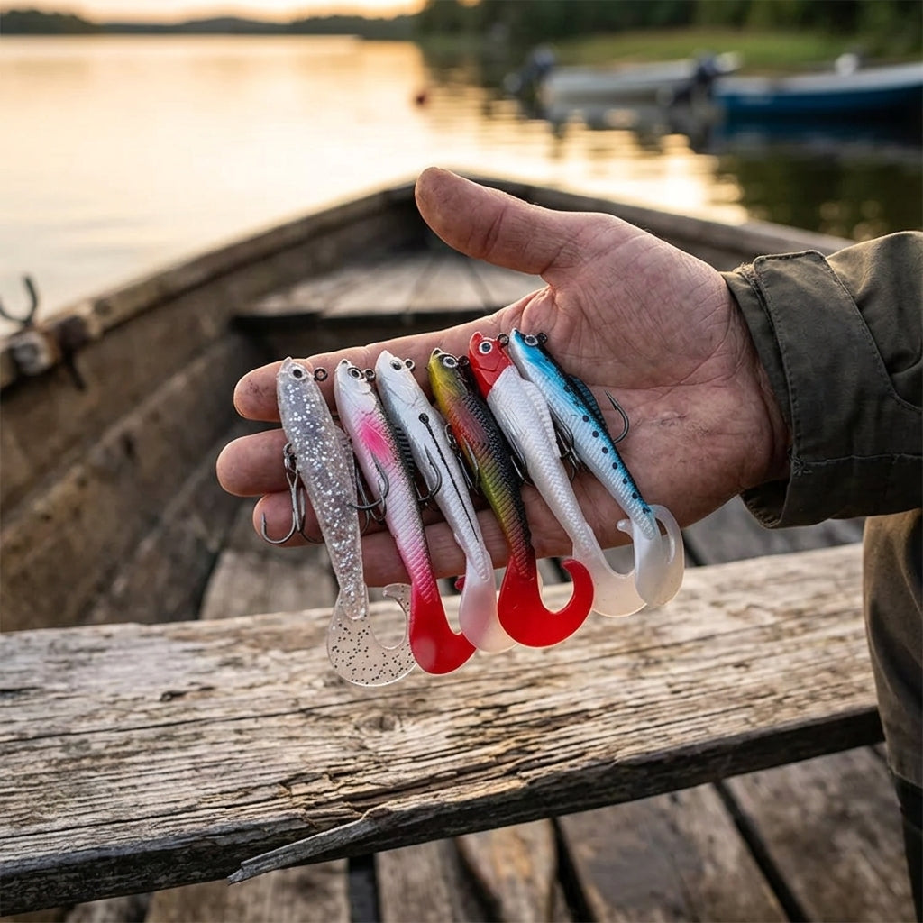 6-delad mjuk silikon Wobbler Swimbbait Set