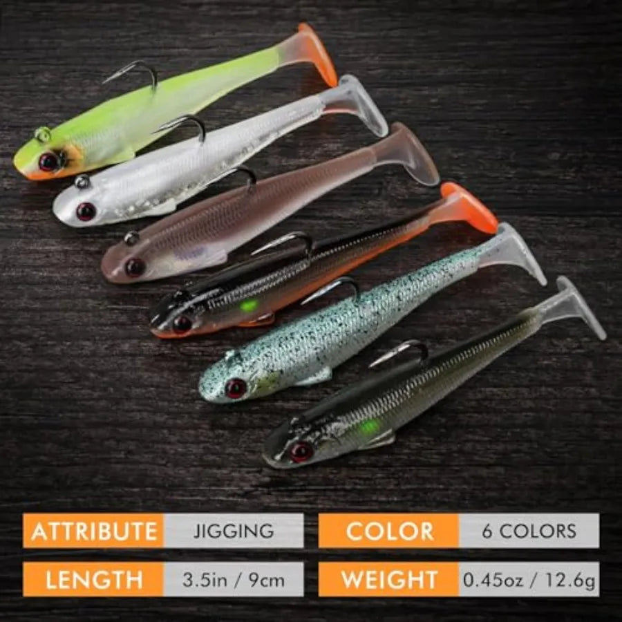 Shadtale förriggade mjuka swimbaits med BKK-krokar