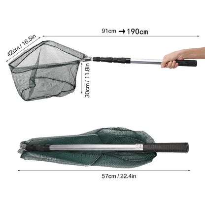Telescopic collapsible floating fishing net