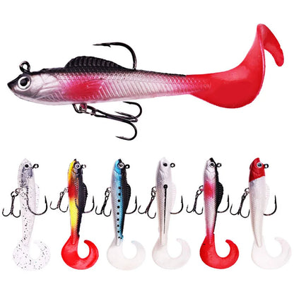 6-delad mjuk silikon Wobbler Swimbbait Set