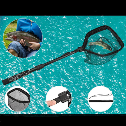 Telescopic collapsible floating fishing net