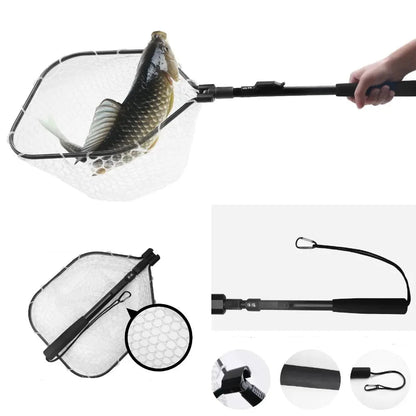 Telescopic collapsible floating fishing net