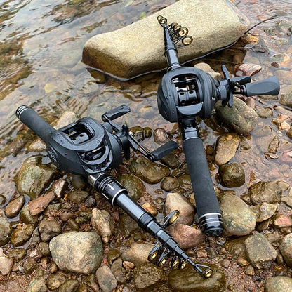 Mini Shrink 31cm bärbart teleskopiskt fiskespö i kolfiber