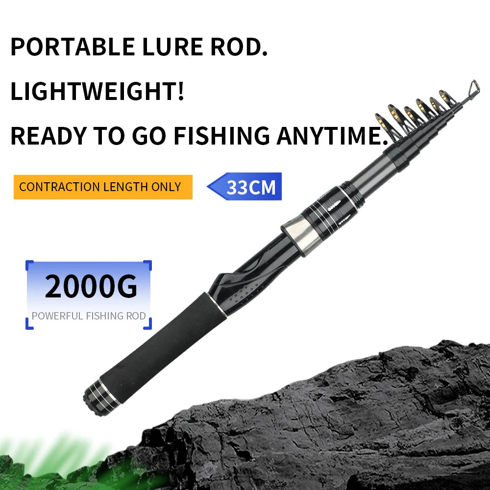 Mini Shrink 31cm bärbart teleskopiskt fiskespö i kolfiber