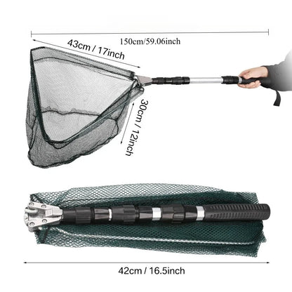Telescopic collapsible floating fishing net