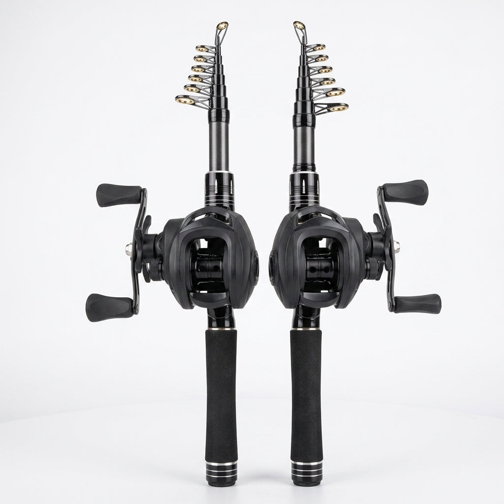 Mini Shrink 31cm bärbart teleskopiskt fiskespö i kolfiber