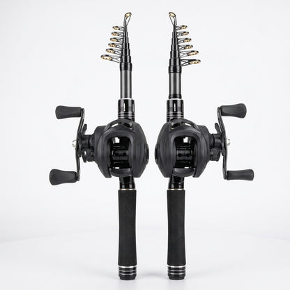 Mini Shrink 31cm bärbart teleskopiskt fiskespö i kolfiber