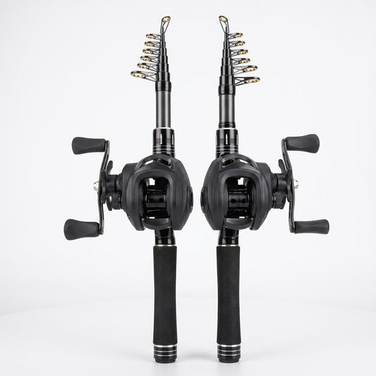 Mini Shrink 31cm bärbart teleskopiskt fiskespö i kolfiber