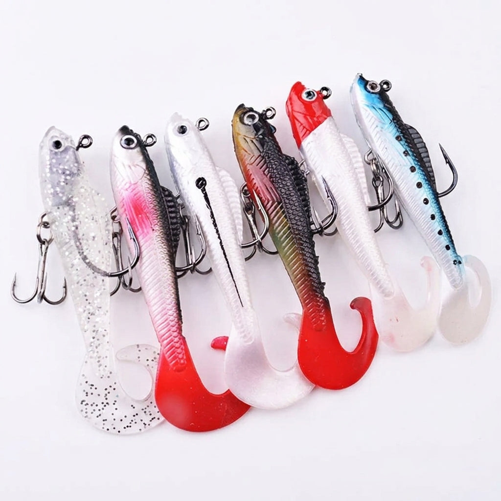 6-delad mjuk silikon Wobbler Swimbbait Set