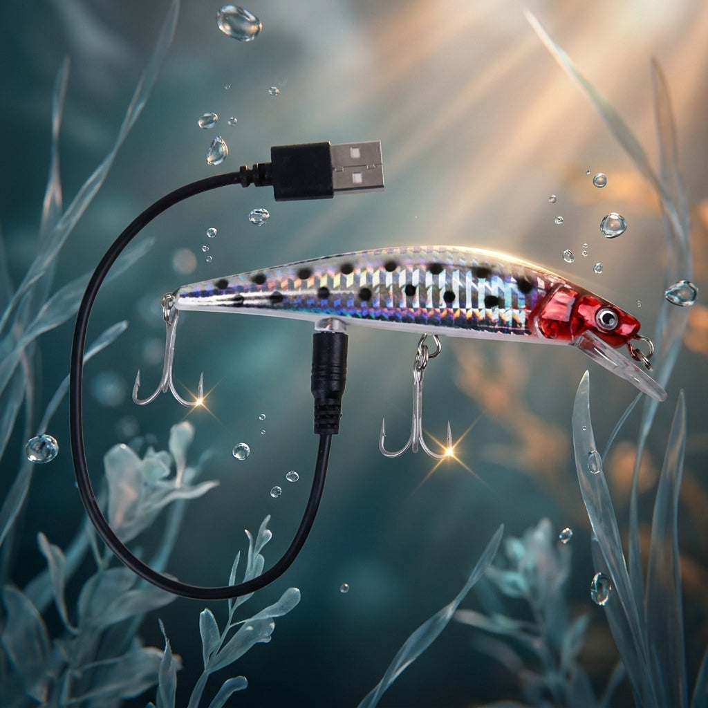 USB-uppladdningsbart LED-vibrerande lockbete