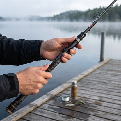 High Carbon Spinning Bass Rod med FUJI Detaljer & Spinnrulle