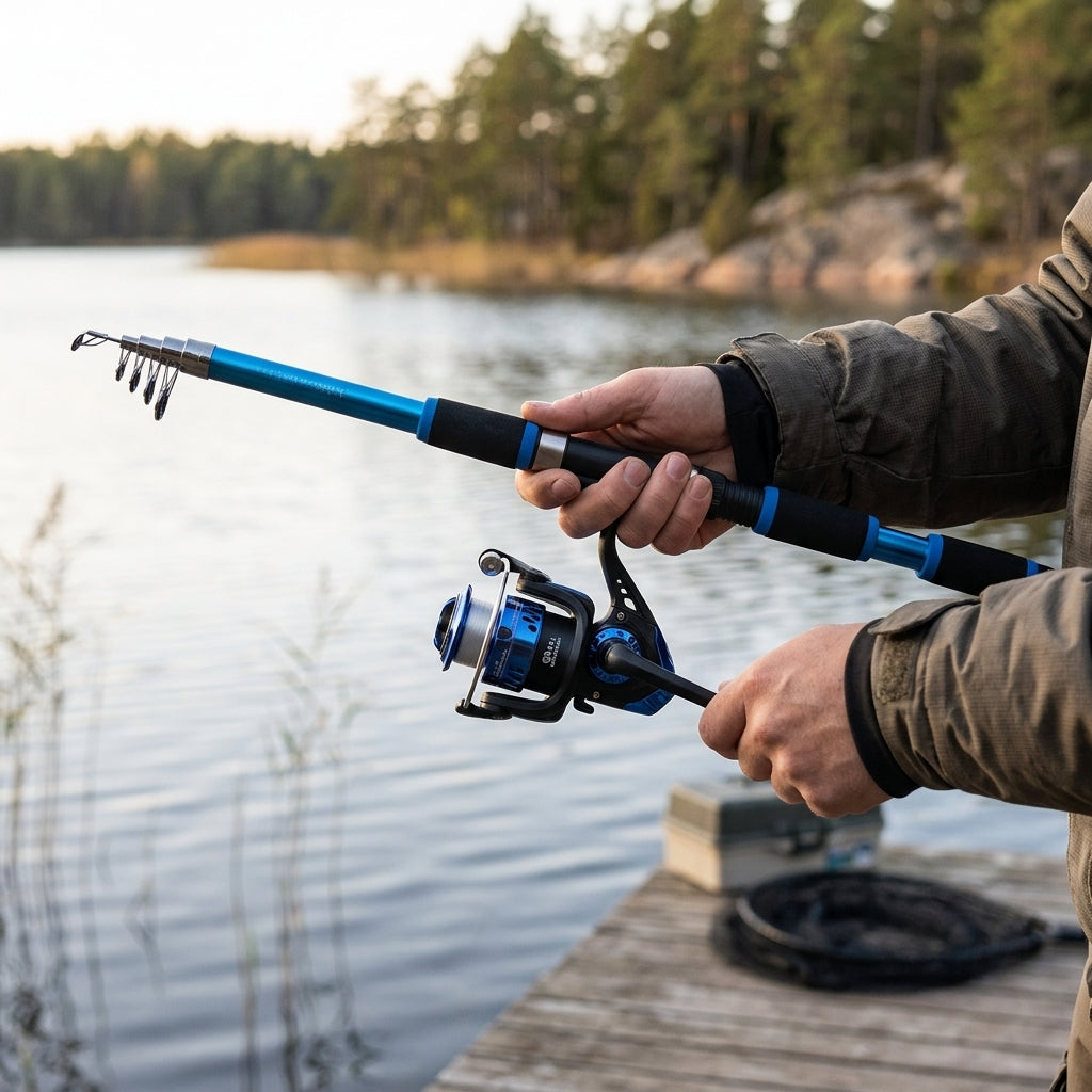 Komplett Teleskopiskt Fiskeset med Spinnrulle